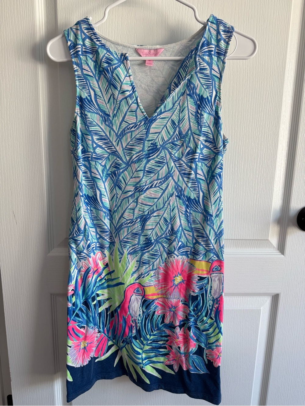 Lilly Pulitzer Blue Multi Tropical Print Sleeveless V-Neck Dress